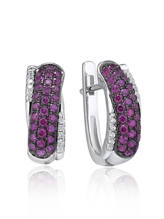 Серьги из серебра VALTERA 105976, рубин искусственный\фианит
