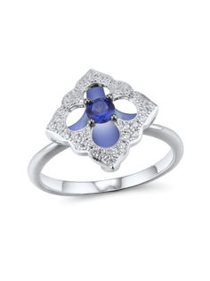 Кольцо из серебра р. 16 VALTERA 115381, сапфир искусственный\фианит