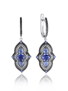 Серьги из серебра VALTERA 105925, сапфир искусственный\фианит