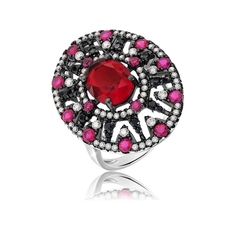 Кольцо из серебра р. 18,5 VALTERA 113088, рубин искусственный\фианит