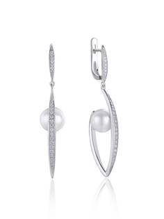 Серьги из серебра VALTERA 107012, фианит\жемчуг