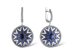 Серьги из серебра VALTERA 105992, сапфир искусственный\фианит