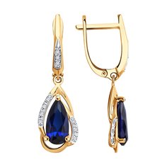 Серьги из красного золота SOKOLOV Diamonds 72-00186, бриллиант/корунд искусственный