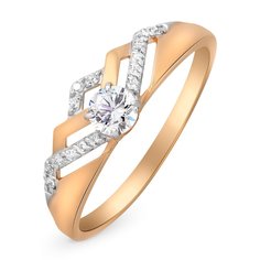 Кольцо из красного золота с фианитом р. 16,5 585Gold 301009516