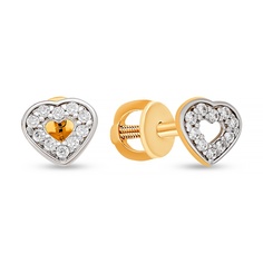 Серьги пусеты из красного золота 585Gold 399000013, фианит