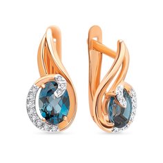 Серьги из красного золота 585Gold 202007211, топаз/фианит