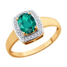 Кольцо из красного золота р. 17,5 SOKOLOV Diamonds 3010466, бриллиант/изумруд