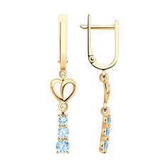 Серьги подвески из красного золота SOKOLOV 727561, топаз