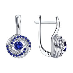 Серьги из белого золота SOKOLOV Diamonds 2020852-3, бриллиант/сапфир