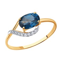Кольцо из красного золота р. 19,5 SOKOLOV 716834, фианит/топаз