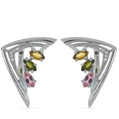 Серьги из серебра Ювелирия T25325, турмалин/топаз