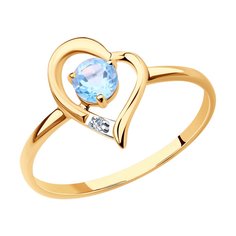 Кольцо из красного золота р. 15 Diamant 51-310-01316-1, фианит/топаз