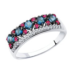 Кольцо из серебра р. 18 SOKOLOV 92011283, корунд искусственный/фианит