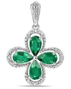 Кулон из белого золота MIUZ Diamonds P01-35787-ES, бриллиант/изумруд