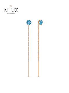 Серьги продевки из красного золота MIUZ Diamonds E01-34410-BT, топаз
