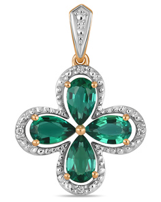 Кулон из белого/красного золота MIUZ Diamonds P01-35787-ES, бриллиант/изумруд