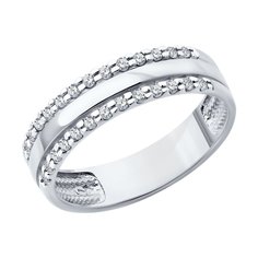 Кольцо обручальное из белого золота р. 18,5 SOKOLOV Diamonds 1110236-3, бриллиант