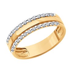Кольцо обручальное из красного золота р. 15,5 SOKOLOV Diamonds 1110236, бриллиант