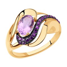Кольцо из красного золота р. 20,5 SOKOLOV 714782, фианит/аметист