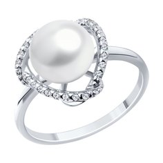 Кольцо из серебра р. 17,5 Diamant 94-310-01922-1, фианит/жемчуг
