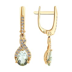 Серьги подвески из красного золота SOKOLOV 728587, фианит/празиолит