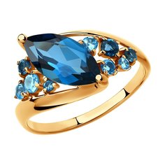 Кольцо из красного золота р. 19,5 SOKOLOV 715027, фианит/топаз