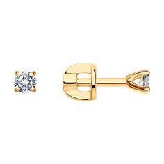 Серьги пусеты из красного золота SOKOLOV Diamonds 1021824-66, бриллиант