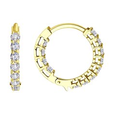 Серьги конго из желтого золота с бриллиантом SOKOLOV Diamonds 1021676-2