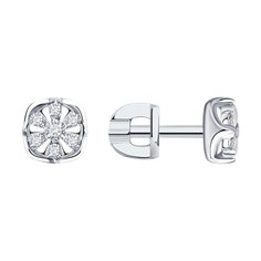 Серьги-пусеты из белого золота с бриллиантом SOKOLOV Diamonds 1022039-3