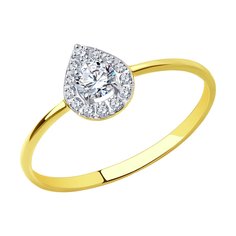 Кольцо из желтого золота с фианитом р. 17,5 SOKOLOV 018978-2