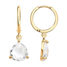 Серьги конго из красного золота SOKOLOV 728303, горный хрусталь