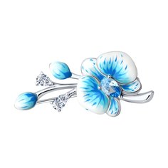 Брошь из серебра SOKOLOV 94040326, фианит/эмаль
