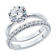 Кольцо из серебра р. 18 SOKOLOV 89010138, фианит swarovski