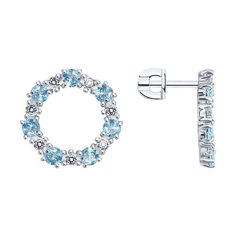 Серьги из серебра SOKOLOV 92023019, фианит/топаз