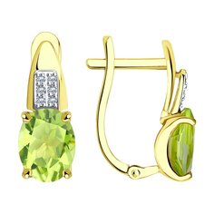Серьги из желтого золота SOKOLOV 725387-2, фианит/хризолит