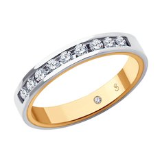 Кольцо обручальное из комбинированного золота р. 16,5 SOKOLOV 1114341-01, бриллиант