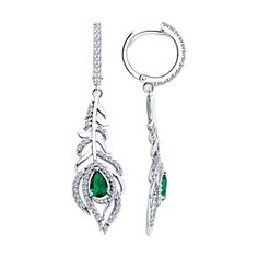 Серьги подвески из серебра SOKOLOV 94026464, фианит