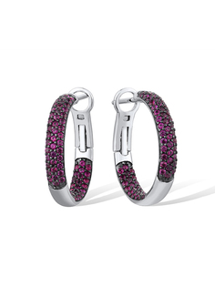 Серьги конго из серебра VALTERA 117705, рубин искусственный