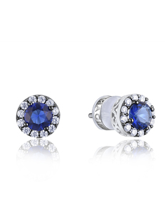 Серьги пусеты из серебра VALTERA 114758, сапфир искусственный/циркон