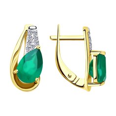 Серьги из желтого золота с фианитом/агатом Diamant 53-320-00149-1