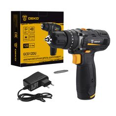 Дрель-шуруповерт ударная аккумуляторная DEKO GCD12DU, 12В, 1x1.5Ач