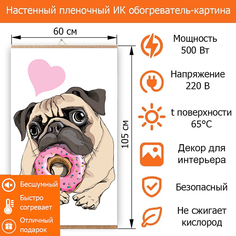 Гибкий обогреватель инфракрасный TotMart Мопс настенный 60х105 см