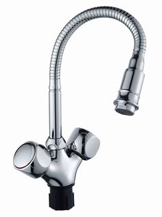 Смеситель для кухни Эверест B58-336 с гибким изливом, кран-буксы 1/2", хром