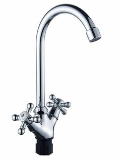 Смеситель для кухни Эверест B41-333 с высоким изливом, кран-буксы 1/2", хром