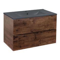 Тумба с керамической раковиной Vincea Mia 800 R.Wood, Anthracite