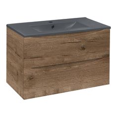 Тумба с керамической раковиной Vincea Mia 750 V.Oak, Anthracite
