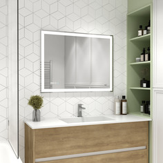 Зеркало для ванной с LED подсветкой,часами, Reflection Double 800х600