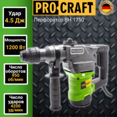 Перфоратор бочковой ProCraft BH 1750 патрон SDS-plus, 4.5Дж, 1200Вт, 950об/мин, 4200уд/мин