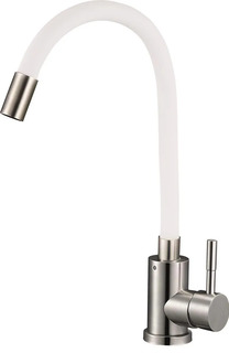 Смеситель для кухни мойки G.lauf G4087-2 с гибким силиконовым изливом, белый