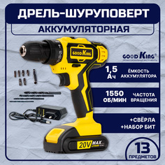 Дрель-шуруповерт GOODKING YL-200116, От аккумулятора, 20 В, 30 Нм, 1 АКБ